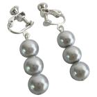 Cheap Stylish Jewelry Clip On Earrings Silver Gray Pearls