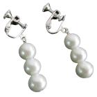 White Pearls Jewelry For Flower Girl Clip On Earrings