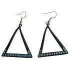 Triangular Earrings Summer Jewelry with Blue Sparkling Cubic Zicon