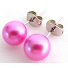 Pink Rose Pearl Jewelry Wedding Rose Pink Pearl Stud Earrings