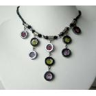 Colorful Multi Crystals Necklaces Simulated Crystals Colorful w/ Dangling Choker
