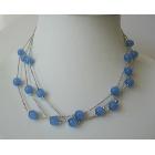 Multi Strands Dark Blue Faceted Beads Necklace Glass Beads Choker