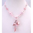 Sexy Pink Shell Choker Pink Cultured Pearl w/ Shell Dangling Necklace