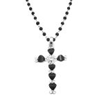 Black Cross Pendant Christmas Gift All occasion Jewelry Diamante Black Cubic Zicon Cross with Black Pearl Necklace