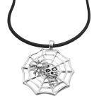Web Spider Pendant Skull & Flower on The Web Spider Pendant Necklace