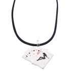Cards Pendant w/ Playing Cards Pendant in Black Chord Under $5 Dollar
