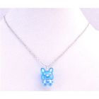 Easter Bunny Rabbit Pendant Blue Enamel Good Quality Pendant Silver Plated Chain Necklace