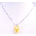 Easter Bunny Jewelry Holiday Yellow Very Cute Rabbit Pendant Necklace