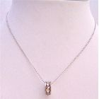 Ring Pendant Necklace Embedded w/ Cubic Zircon Silver Plated Necklace