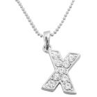 Sparkling Diamante Alphabet X Pendant Fully Embedded Pendant Necklace