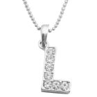 Shimmering Pendant Fully Embedded with Cubic Zircon Alaphabe Pendant L Necklace