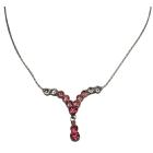 Pink & Clear Crystals V Shaped Drop Down Cute Dangling Necklace Gift