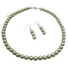 Cool Summer Color Green Necklace 16 Inches Pearls Jewelry