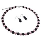 Charming Beautiful Pearls Necklace Black And Pink Pearls Necklace