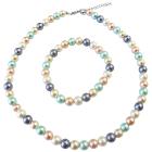Multi Colored Simulated Pearls Necklace Buy Matching Stretchable Bracelet