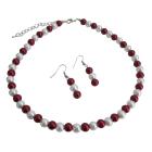 Red & White Combo Gorgeous Bridesmaid Jewelry Necklace Earrings Set