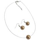 Ultimate Wedding Jewelry Bronze Single Pearl Necklace Earrings