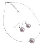 Mauve Single Pearl Necklcae Earrings Set Variety Jewelry