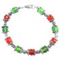 Red & Green Glass Beads w/ Daisy Spacer Christmas Jewelry