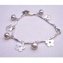 Christmas Bracelet w/ Charms Flowers & Jingle Balls Good Rhodium Chain