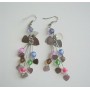 Multi Fancy Beads Dangling Earrings w/ Heart Shape Dangling Earrings