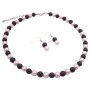 Pink & Black Pearls 8mm Inexpensive Necklace Set Delicate Jewelry Set