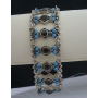 Oxidized Bracelet Simulated Turquoise Bead & Black Bead Stone Bracelet