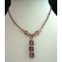 Choker Amethyst Beads & Simulated Crystals Necklace Drop Jewelry