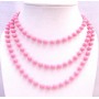 Pink Color Bead 54 Inches Beautiful Long Trendy Necklace Gift Jewelry