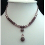 Amethyst Bead & Simulated Crystal Choker Drop Down Necklace Jewelry