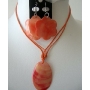 Fuchsia Gorgeous Shell Necklace Set w/ Flower Earrings