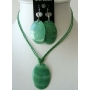 Oval Shell Pendant Green Necklace Set w/ Thread String