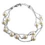 Three Stranded Ivory Simulated Pearls Beaded Bracelet w/ Lobster Clasp