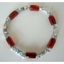 Filgree Bracelet Brown Shinning Glass Bead w/ Cubic Zirconia Bracelet