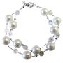 Double Stranded White Pearl Immitation AB Crystal Beads Bracelet