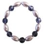 Bridesmaid Pearls Purple Pearl Velvet Round Glass Stretchable Bracelet