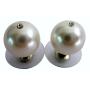 White Pearl Swarovski 10mm White Pearl w/ CZ In The Middle Earrings