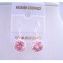 Rose Pink Cubric Zircon Stud Earrings Sterling Silver Hook Earrings