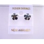 Trendy Striking Black Cubic Zircon Flower Shaped 8mm Stud Earrings