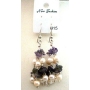 Amethyst Stone Beads & Freshwater Pearl Glass Beads Dangling Earrings