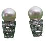 Cream Pearl w/ Cubic Zircon Stones Embedded Surgical Post Stud Earrings