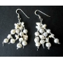 Freshwater Pearls & White Stone Chip Sterling Silver Earrings