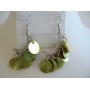 Olive Green Mop Shell Dangling Earrings Half Moon Chandelier Earrings