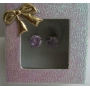 Lavender Cubic Zircon 8mm Stud Earrings w/ Gift Box Packing