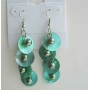 Green Beads & Shell Dangle Chandelier Earrings