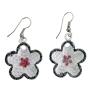 White Enamel Flower Earrings w/ Fashionable Red Glitter Star Earrings