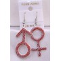 Red Glitter Earrings Male Female Symbol Earrings Stunning Earrings