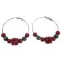 Hoop Earrings Christmas Earrings Fancy Beads Red Green Flower Beads