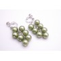 Clip On Earrings Pistachio Green Faux Pearls Dangling Earrings Jewelry