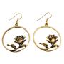 Gold Metal Dangle Earrings w/ Artistically Rose Designed Earrings